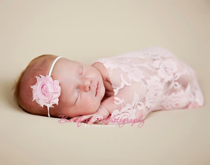 shabby chic baby headband, pink baby headband, pink newborn headband
