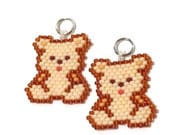 Cute Teddy Bear Charm, Beaded Animal Jewelry