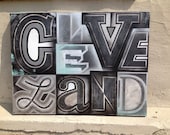 Cleveland Black and White Large Lettering Painting No. 02 on Canvas 30 x 40