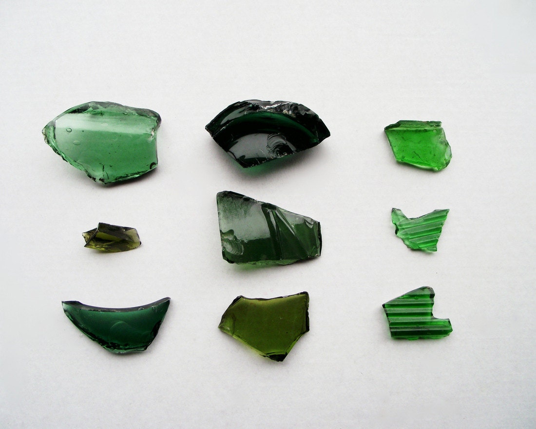 Broken Vintage Glass Photograph Green Minimalist Home Decor 10x8 Print Fragments...