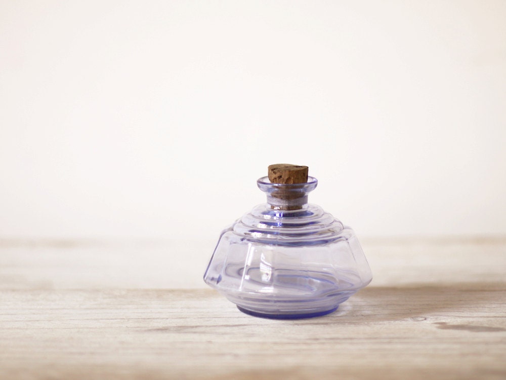French vintage inkwell, Glass inkpot, Small vase, Glassware, Home decor