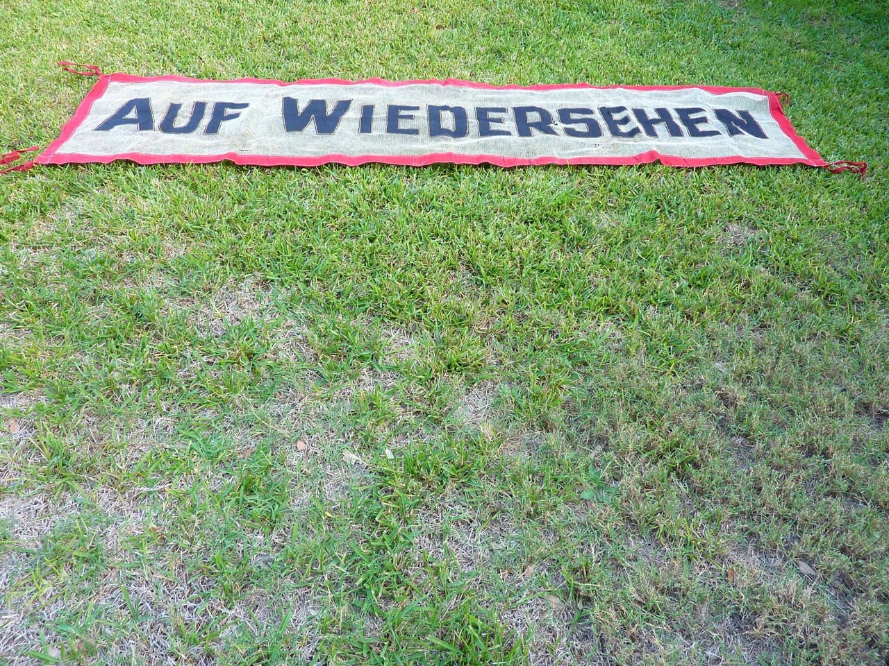 AMAZING Antique Auf Wiedersehen Street Banner from Fredericksburg Texas