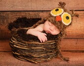 Baby Owl Hat- Newborn Owl Hat Photo Prop