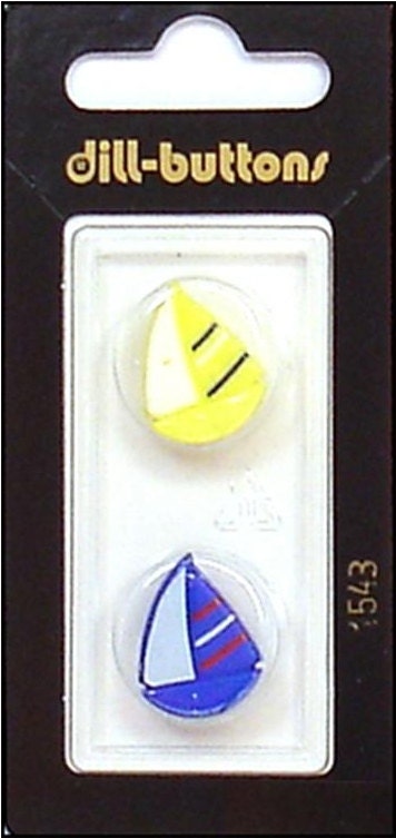 Dill Buttons 18mm Shank Sailboats Sail Boats Boating Nautical 2 pc