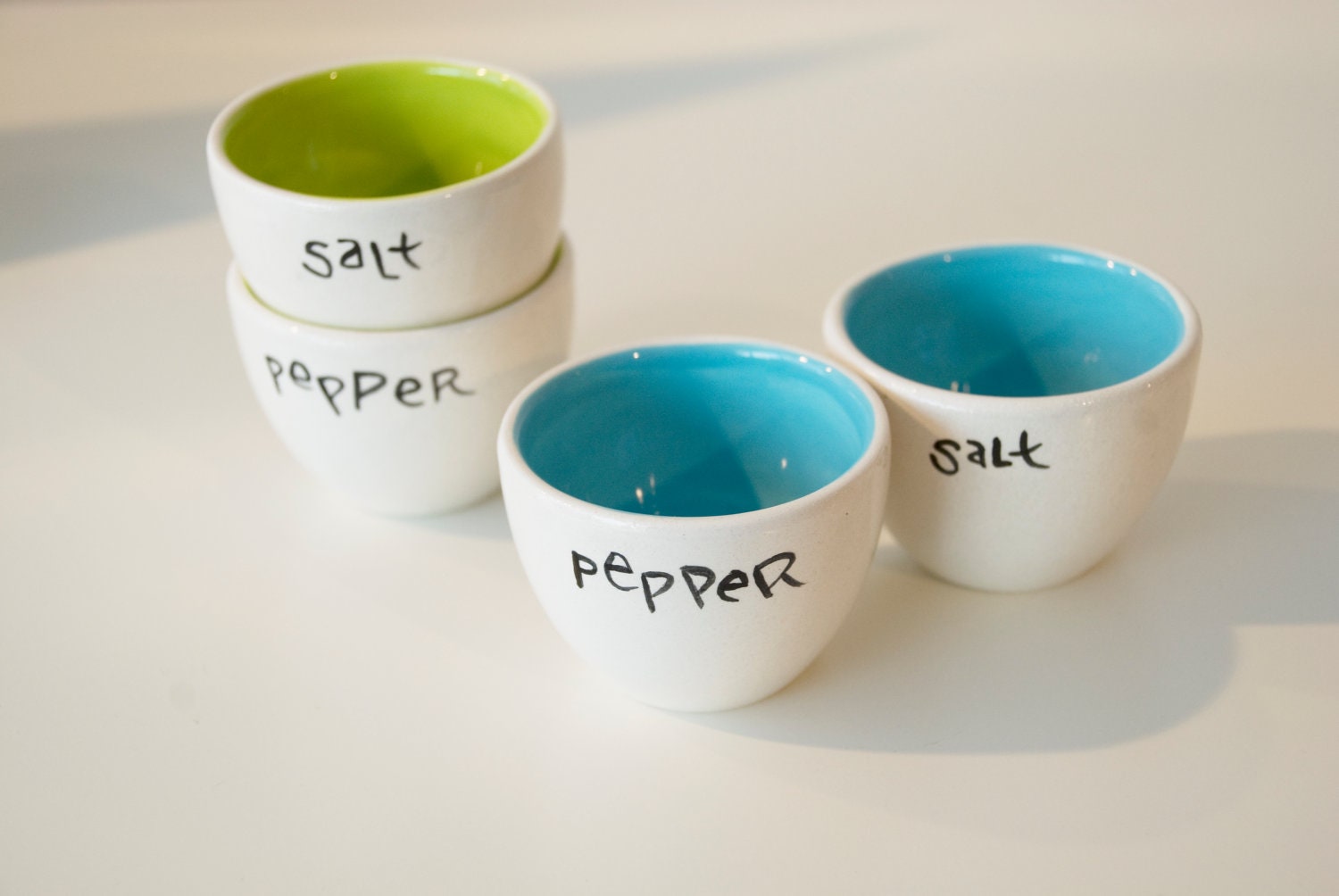 Salt & Pepper Cellar Set - 2 pieces - Serving - Kitchen - MADE TO ORDER - Housewares - Hand Painted - Dishwasher and Food Safe
