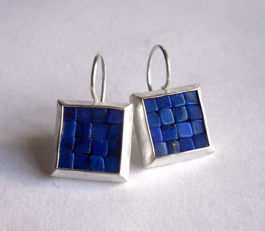 Mosaic Earrings - Lapis Lazuli & Silver