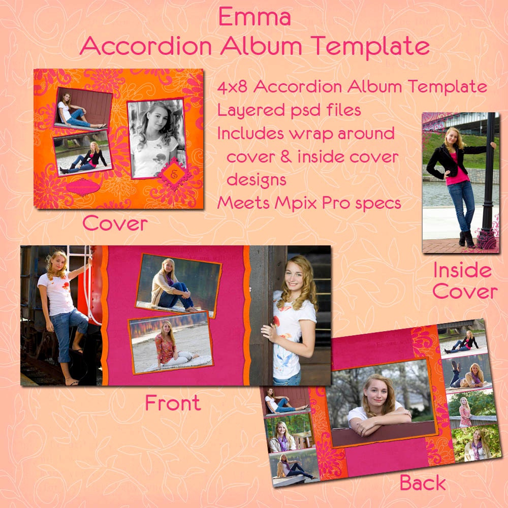 EMMA 4x8 Accordion Album Template - Great for Photographers
