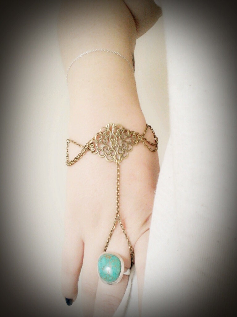 Slave Bracelet Boho Hand Bracelet Bohemian Slave Hand Bracelet Gypsy Bracelet Boho Floral Center Drape Bracelet Hand Jewlry Ring Bracelet