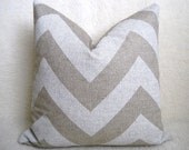 Chevron Linen Pillow - Natural - White - 20 inch - BOTH SIDES - Zig Zag - Decorative Pillow - Linen Pillow - Throw Pillow