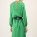 Green pleated silk dress