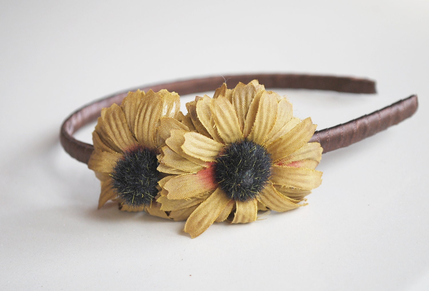 olive green and brown flower headband for women and teens: hannah