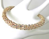 Pink AB Seed Bead Woven Bangle Bracelet