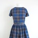 Vintage 1950s dress / blue plaid / 50s ruffle skirt ric rac dress / Mode O Day