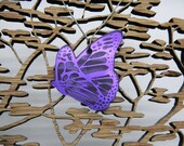 Fly-by violet butterfly in mirrored acrylic