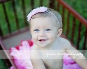 Baby Headband..Pink Headband..Newborn Headband..Toddler Headband..Flower Headband..Chiffon Headband