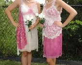 Custom Lace Bridesmaid Dresses -Upcycled vintage reclaimed Dresses- Vintage Rose Ivory Slip Dress by vastly vintage on etsy