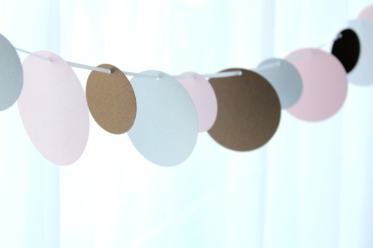 6 Foot Long - 3.5 Inch Rounds Polka Dots Garland - available in your choice of colors - Party Banner Garland