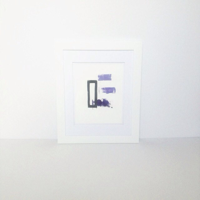Abstract Art Modern Linocut POSTER Shades of Violet Ombre Linocut 8x10