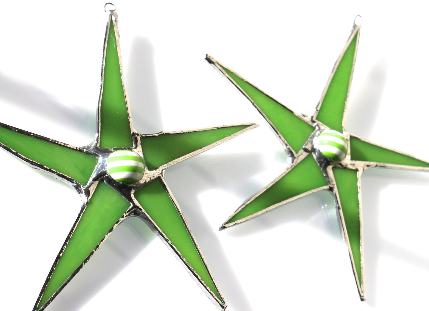 Green Elf Star -5.5inches stained glass star