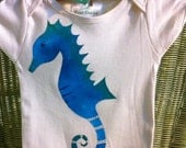 seahorse, organic handpainted child tshirt or baby bodysuit