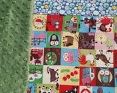 SALE- COUTURE Stroller Pram Quilt. Home to Roost by Heather Dupont. QUILTED 28x33 Fleece Back.
