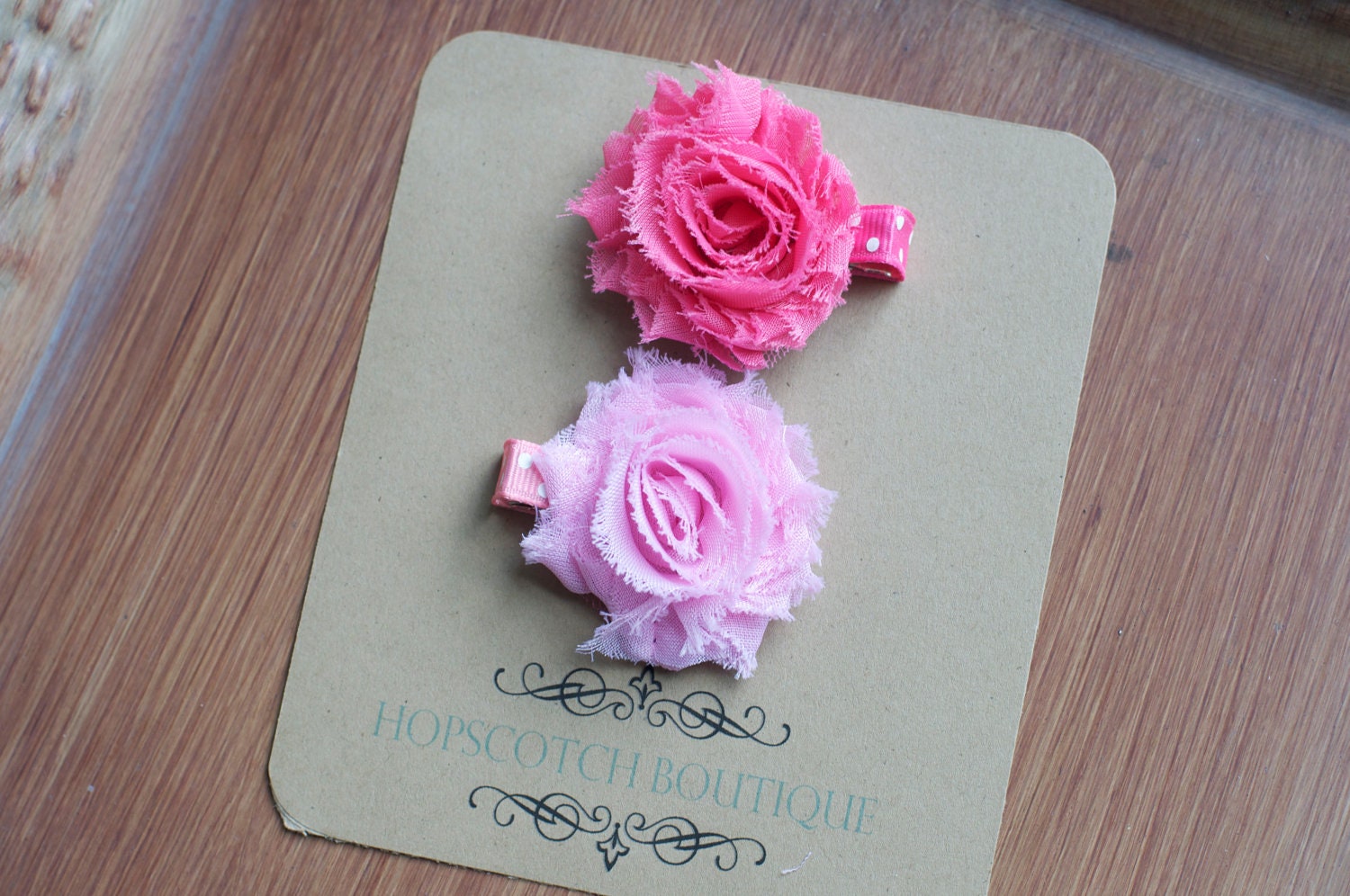 Mini Grace Clips duo - Shabby Flower Hair clips in Pinks