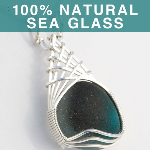 Teal Multi English Sea Glass Pendant
