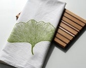 Deluxe XL Flour Sack Towel - Ginkgo- Hand Screen Printed Tea Towel
