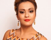 Egyptian Hieroglyph Earrings in Blue and Gold or Topaz and Silver