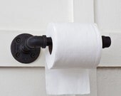 Plumbing Pipe Toilet Paper Holder Bathroom Tissue Dispenser - Reclaimed Industrial Steel Plumbing Pipe // Ebonized Rust Patina