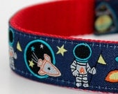 Astronauts in Space Dog Collar  / Adjustable / 3/4 inch width