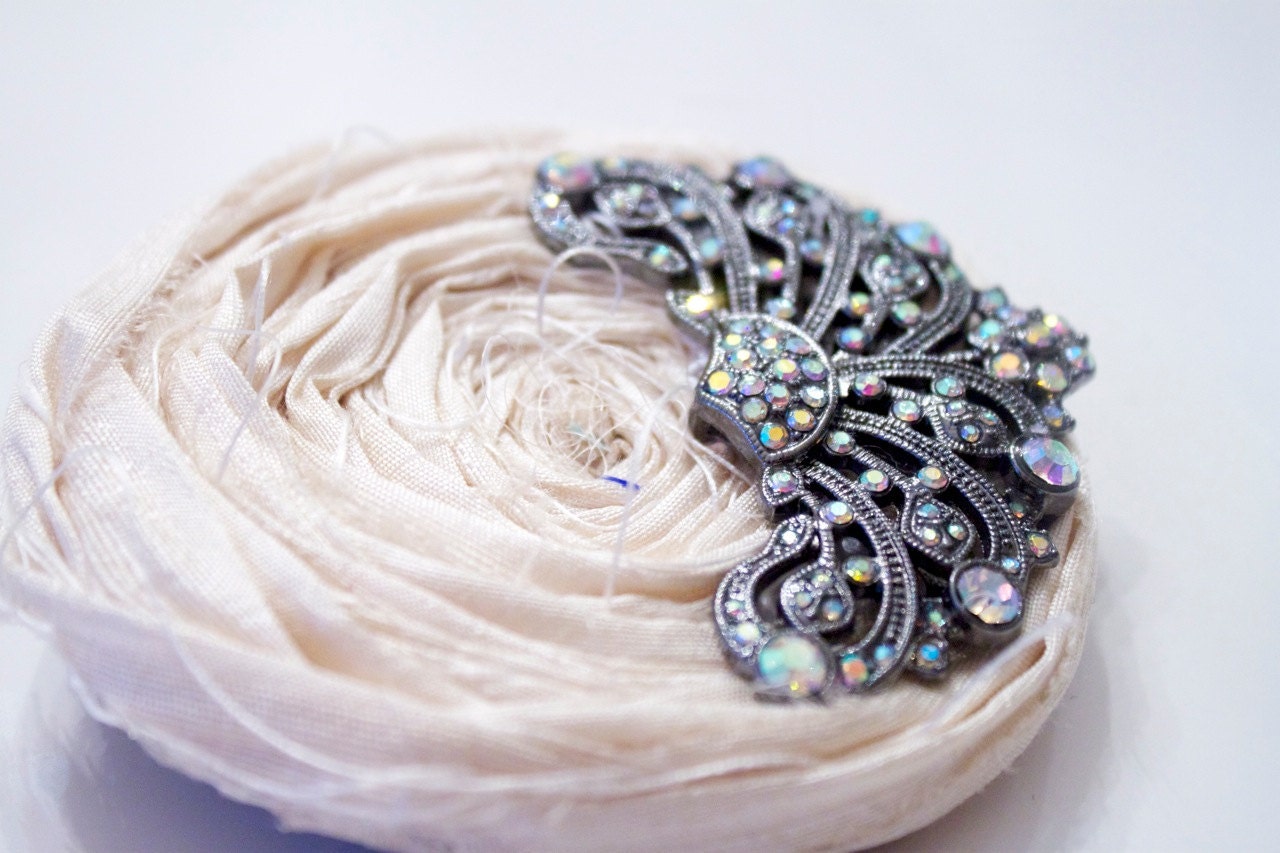 white sparkly rosette fascinator headband or clip for women and girls for christmas outfits - cocorosecouture