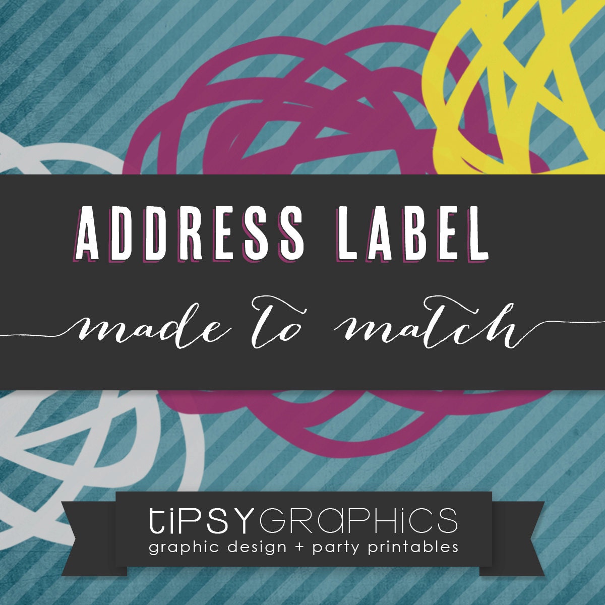 Standard Address Label. Printable ADD ON. Made to Match any Tipsy Graphics Design Il_570xn