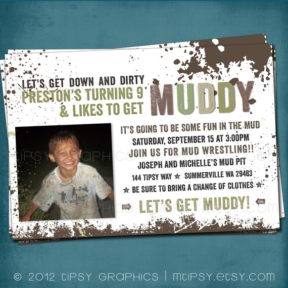 Down & Dirty. Time to get MUDDY Birthday Party Invite by Tipsy Graphics Il_570xn