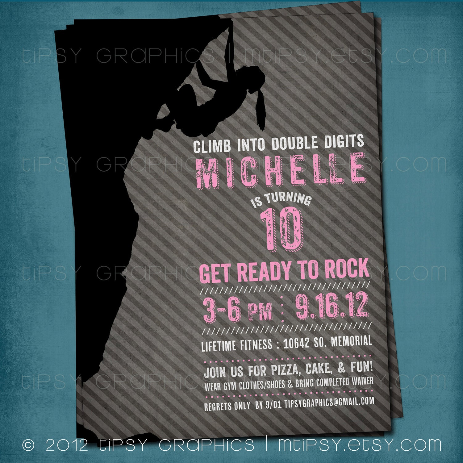 Ready to Rock. Rock Climbing Birthday Party Invite for Big Kids by Tipsy Graphics Il_570xn