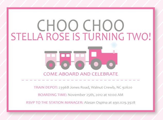 Girly Train Party PRINTABLE Invitation from Love The Day Il_570xn