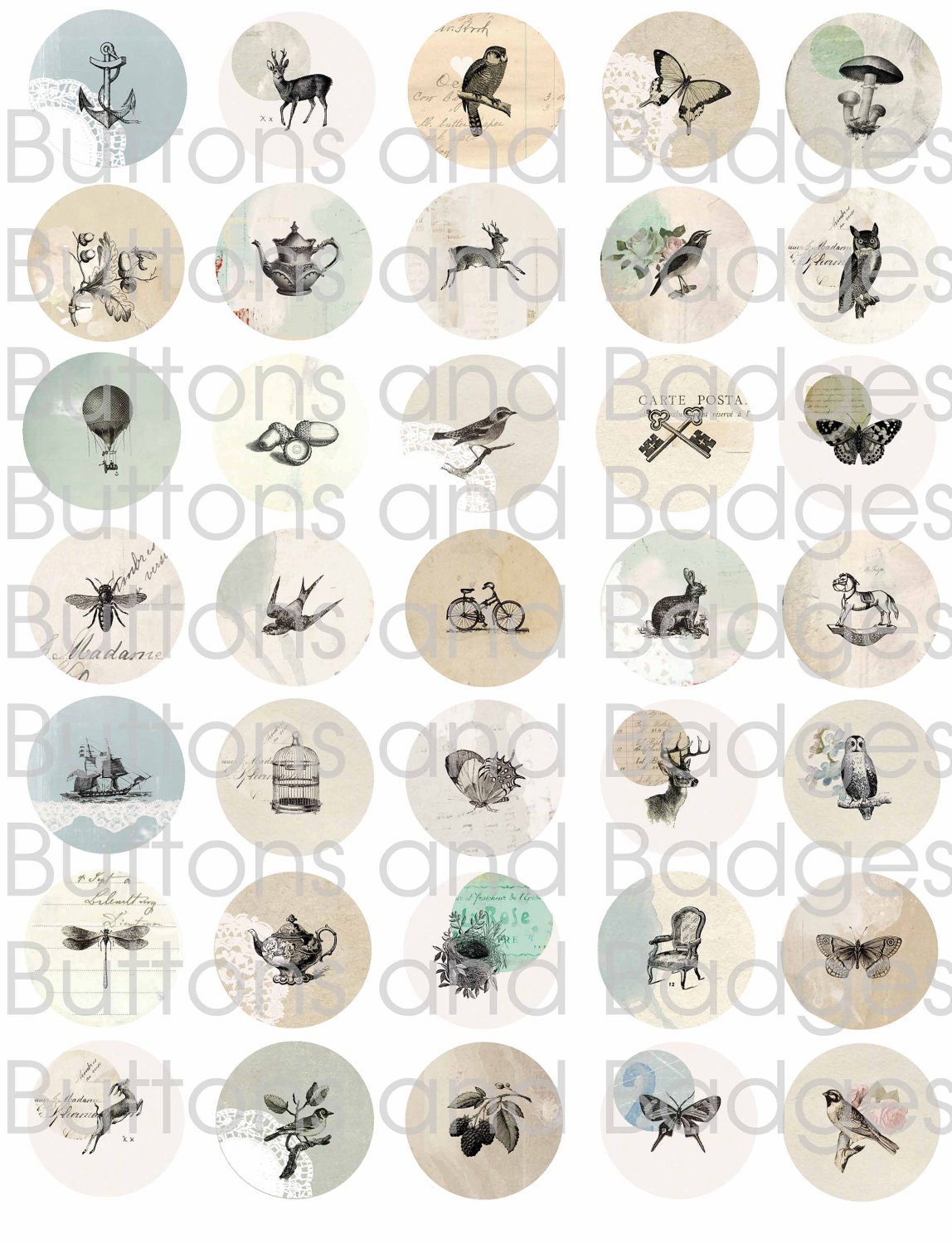 Buttons - Vintage Images (set of 20)