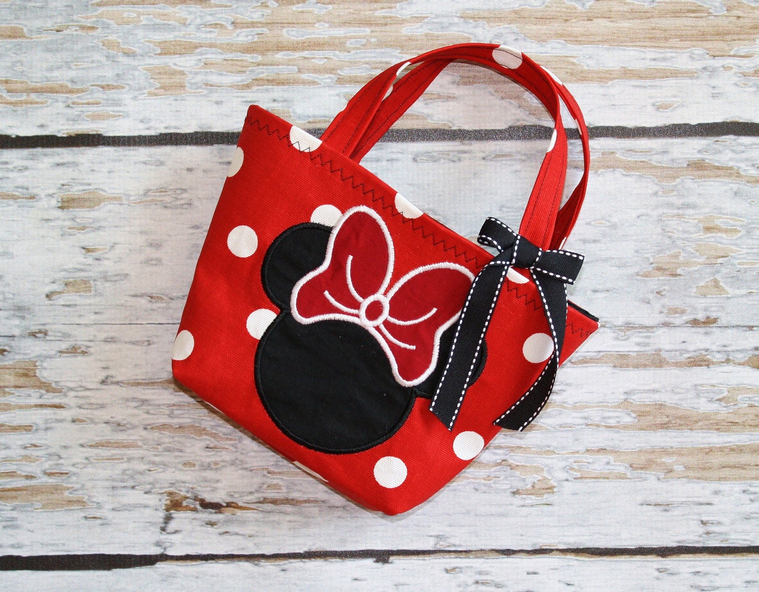 Red and Black Minnie Mouse Toddler Tote - Can Be Personalized
