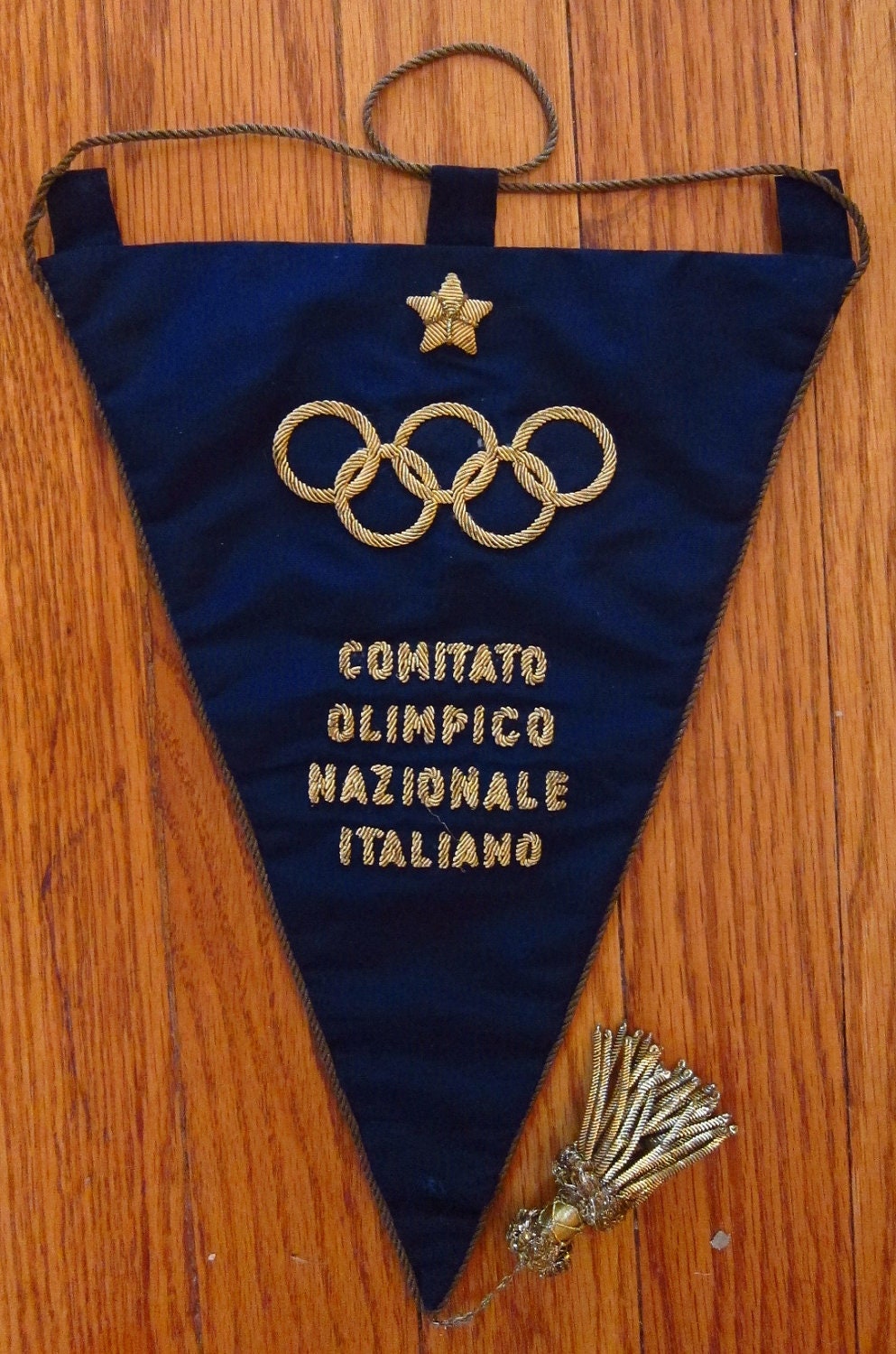 Vintage Italian National Olympic Committee Flag Pennant Banner