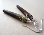 Fossilized Sea Urchin Spines. Natural fossil earrings