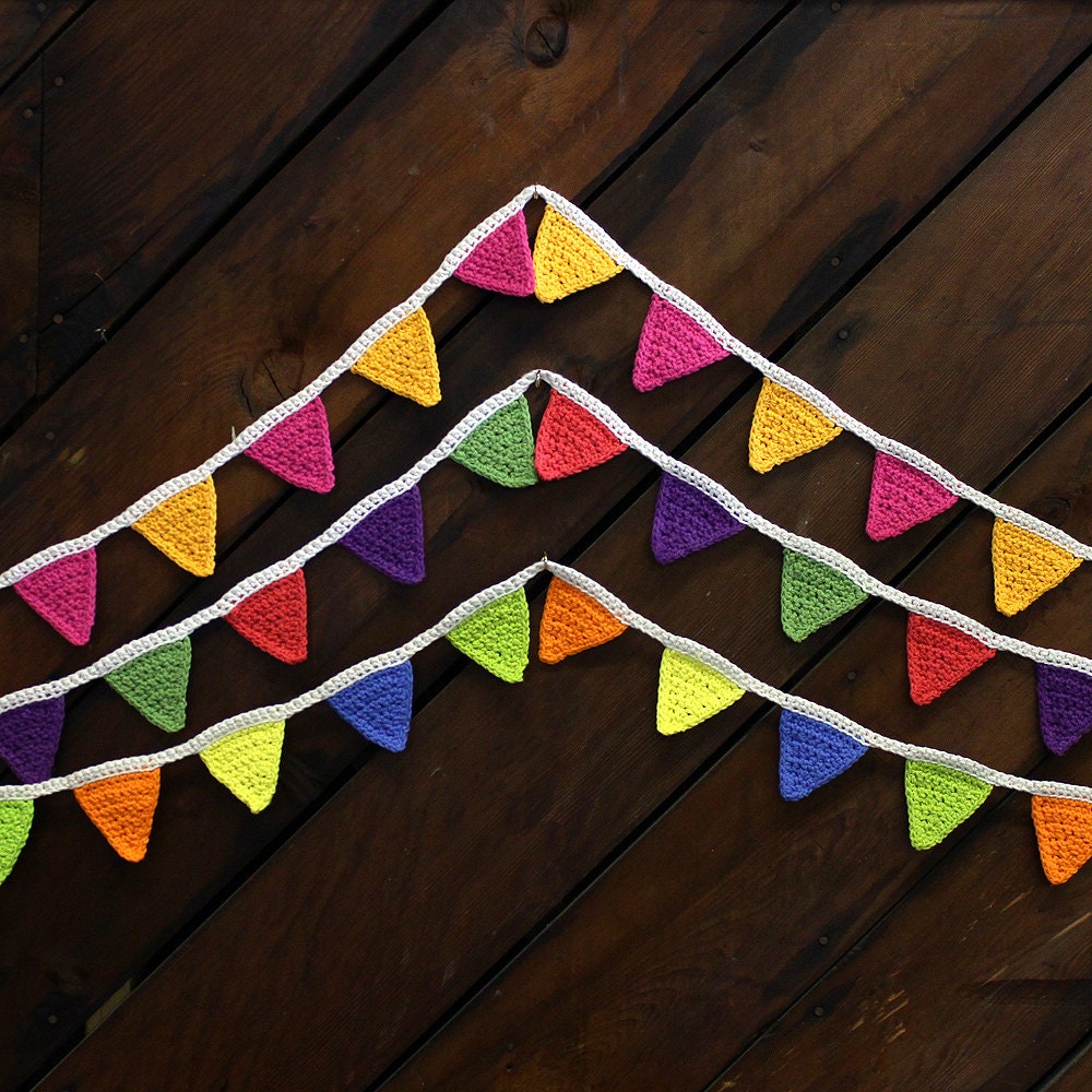 Crochet Bunting, Crochet Banner, Crochet Flags, Bunting Banner, Baby Room Decor