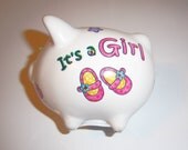 Baby Girl mini piggy bank - swarovski crystals
