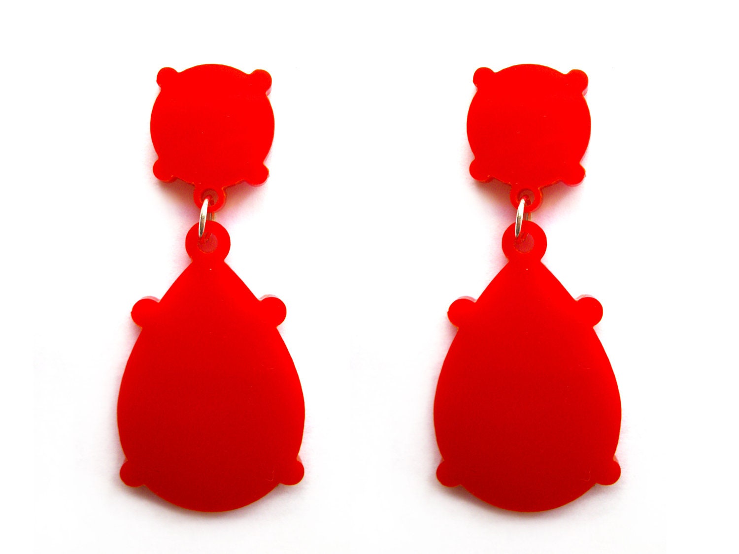 Tear Drop Earrings Red