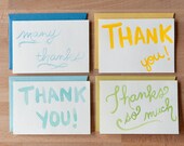 variety thank you card green yellow blue pack
