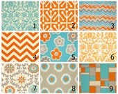 Accent Pillows Your CHOICE Mix & Match TWO Decorative Pillow Covers Turquoise and Orange 20 inch aqua, tangerine, natural IKAT 20"