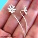 925. Cute long stem Wild flower -  sterling silver earrings jewelry, studs,  gift for sister, girlfriend 102412