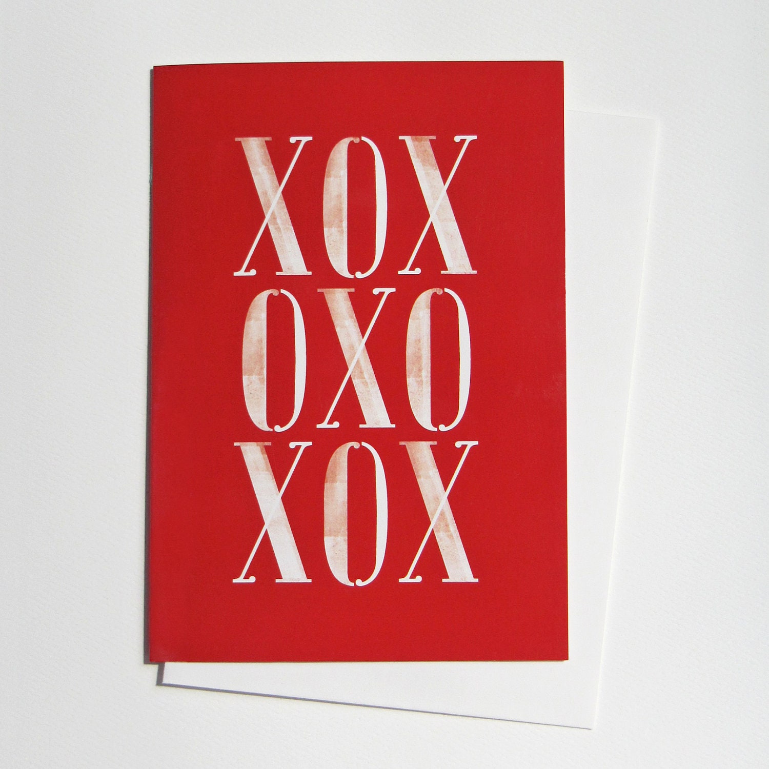 XOX (Hugs and Kisses and a bit of Love) Greeting Card - red