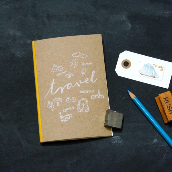 Kraftpaper Notebook Travel, handprinted