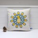 Hand Screen Printed Peacock Cushion Cover in Grey Blue & Mustard Yellow