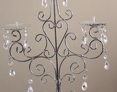 SILVER CANDELABRA Candle Holder Pillar Candleholder Vintage Style Chandelier Centerpiece Flowers 3 arm